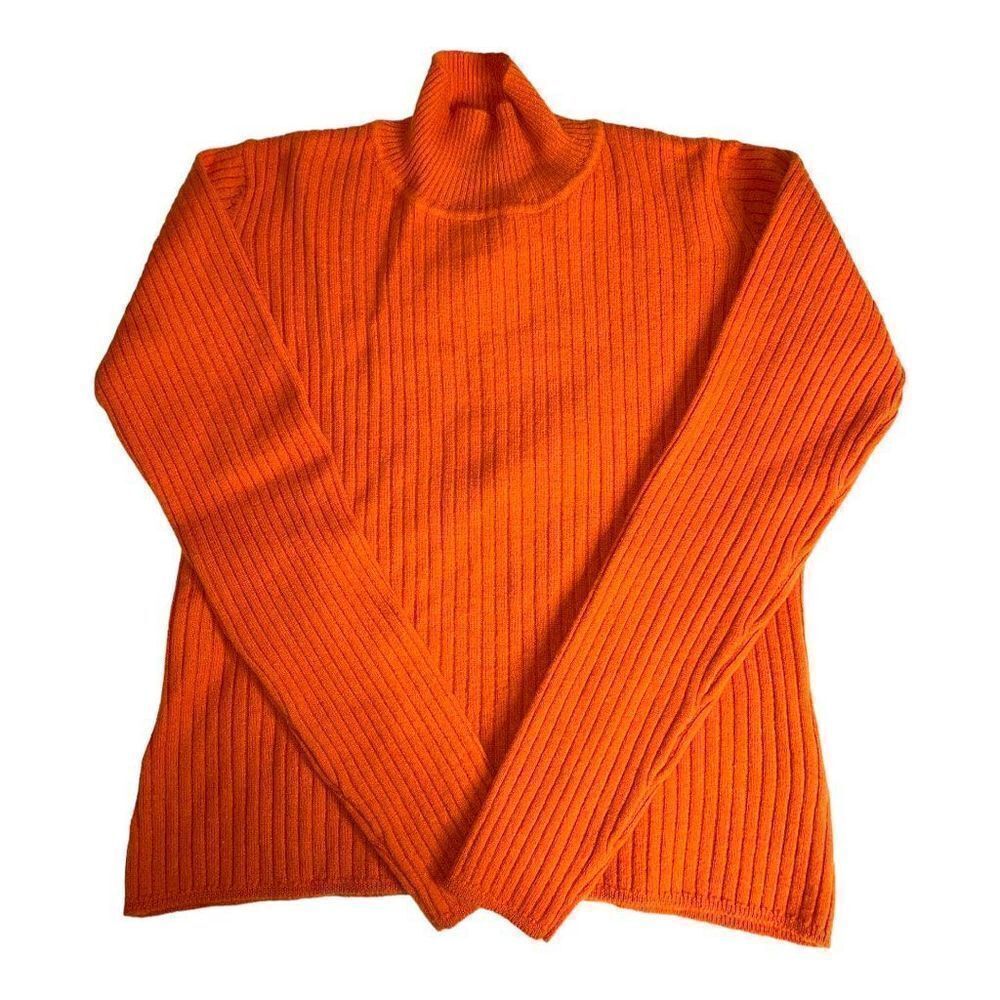 Orange Ribbed turtleneck sweater 